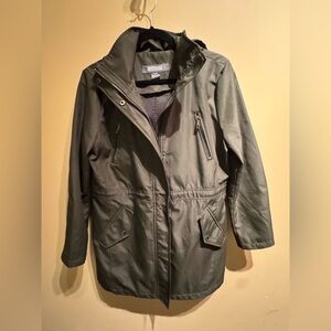 Kenneth Cole Reaction Olive Green Hooded Anorak Utility Jacket Size Large EUC